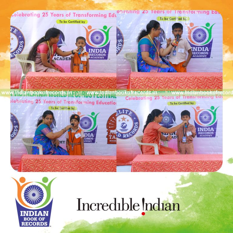 A large number of participants reciting rhymes one after another over many hours for Indian Book of Records