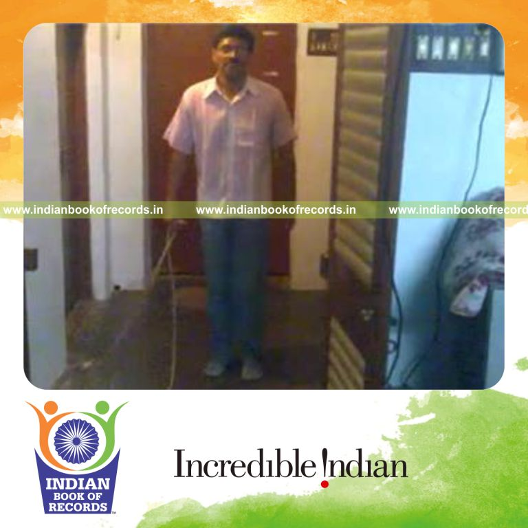 individual performing jumping rope jumps in 20 seconds for record in Indian Book of Records