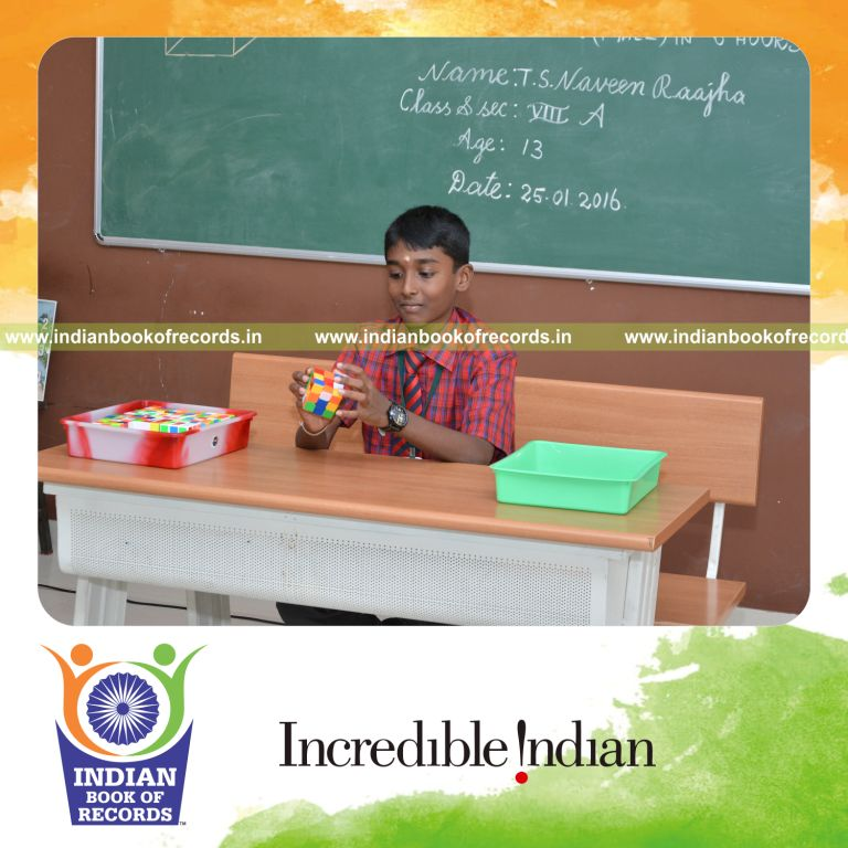 minor male solving rubiks cube multiple times for Indian Book of Records