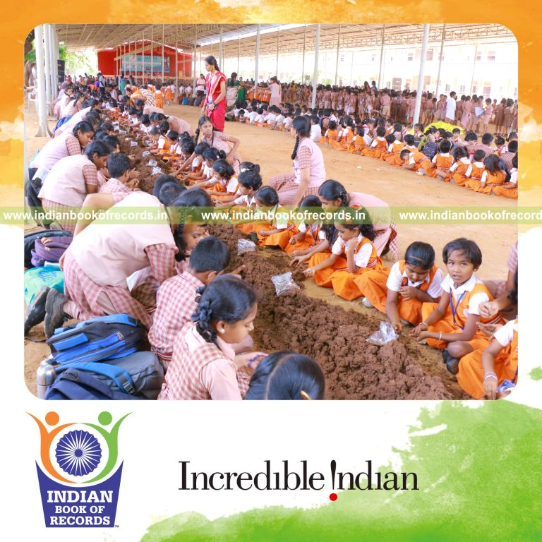 Participants continuously making seed balls over several hours at a single location for Indian Book of Records