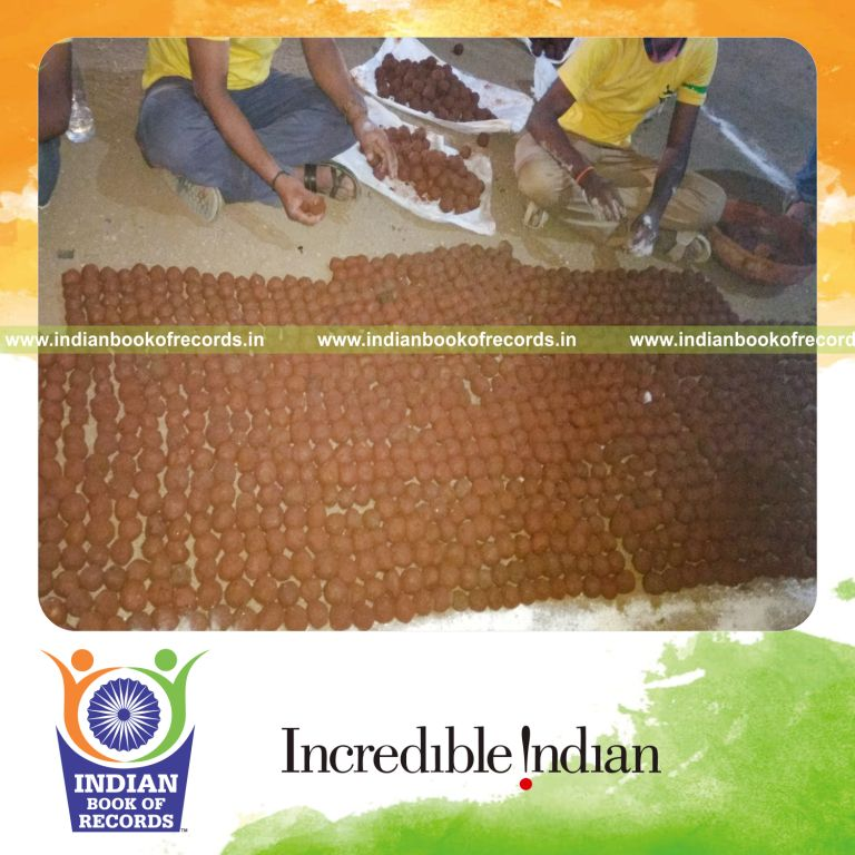 team preparing seed balls within 24 hours for Indian Book of Records