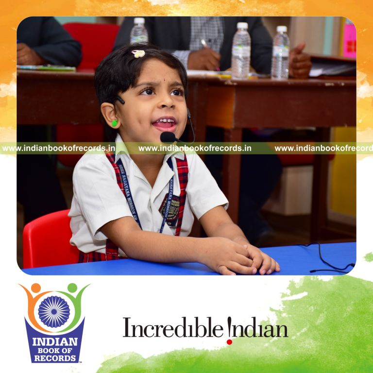 A young learner recalling many sight words quickly within minutes for Indian Book of Records
