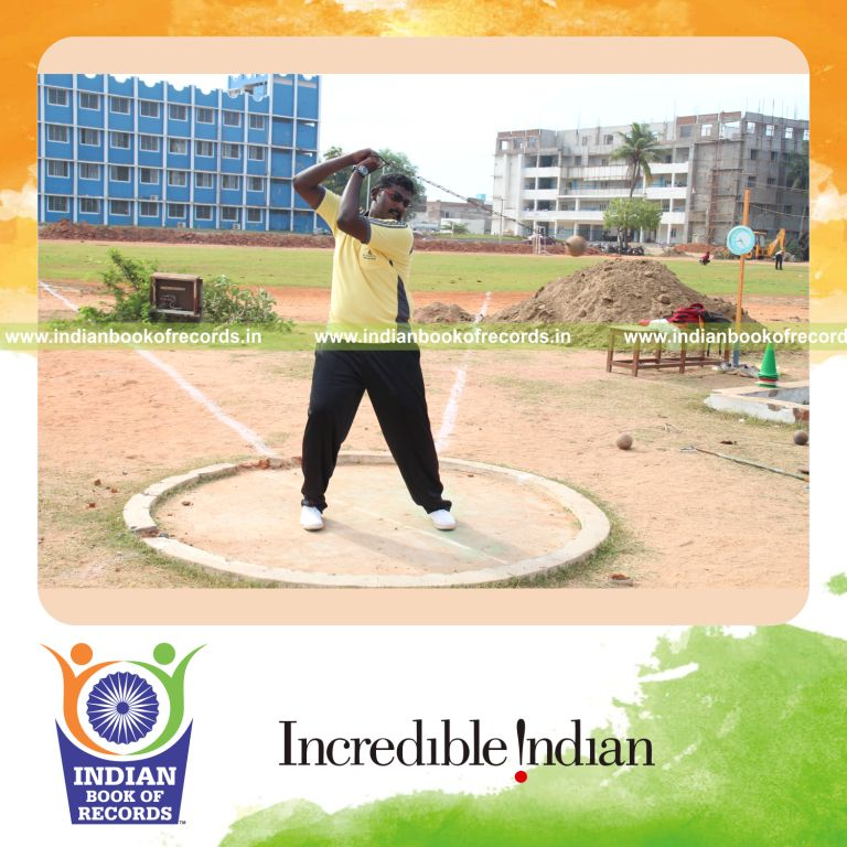 male individual performing multiple athletic throwing events within three hours for record in Indian Book of Records