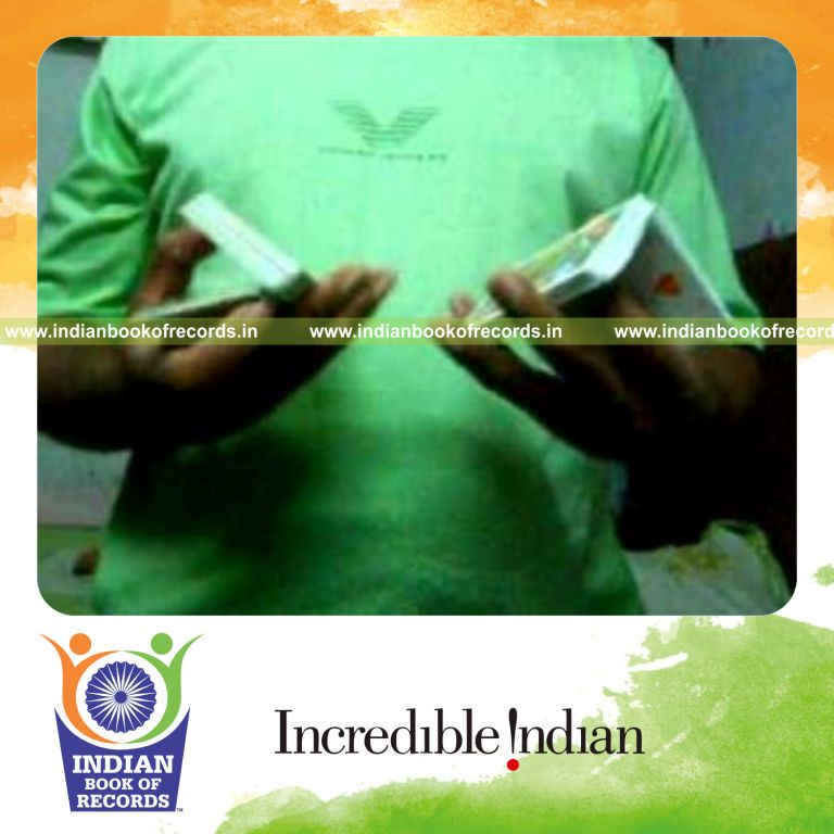 individual performing maximum two handed k town flip cuts in one minute for record in Indian Book of Records