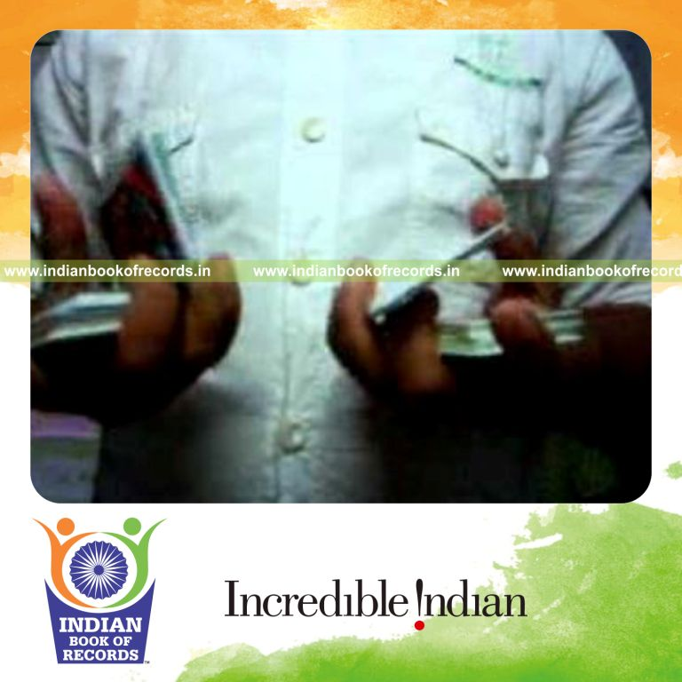 individual performing maximum two handed revolution 2 cuts in one minute for record in Indian Book of Records