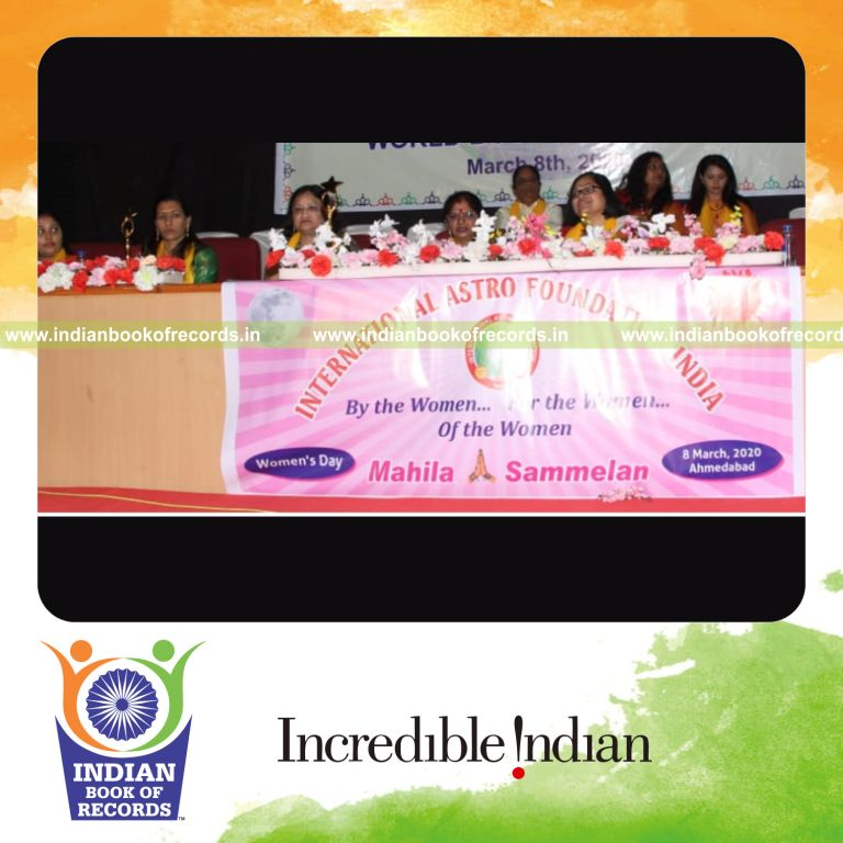 women astrologers gathering together in a large number at a single conference for a record in Indian Book of Records