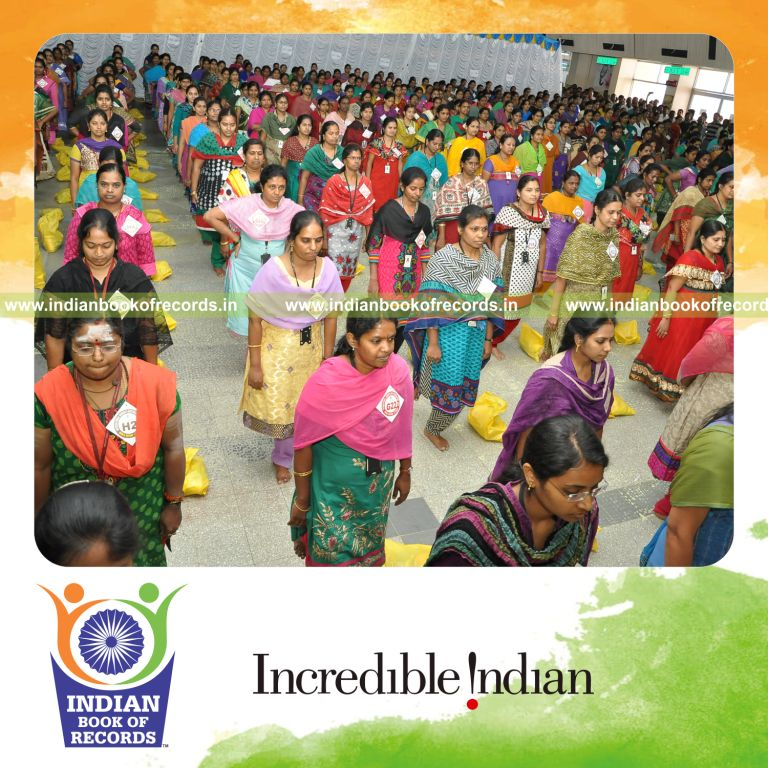 women standing on one leg simultaneously for Indian Book of Records