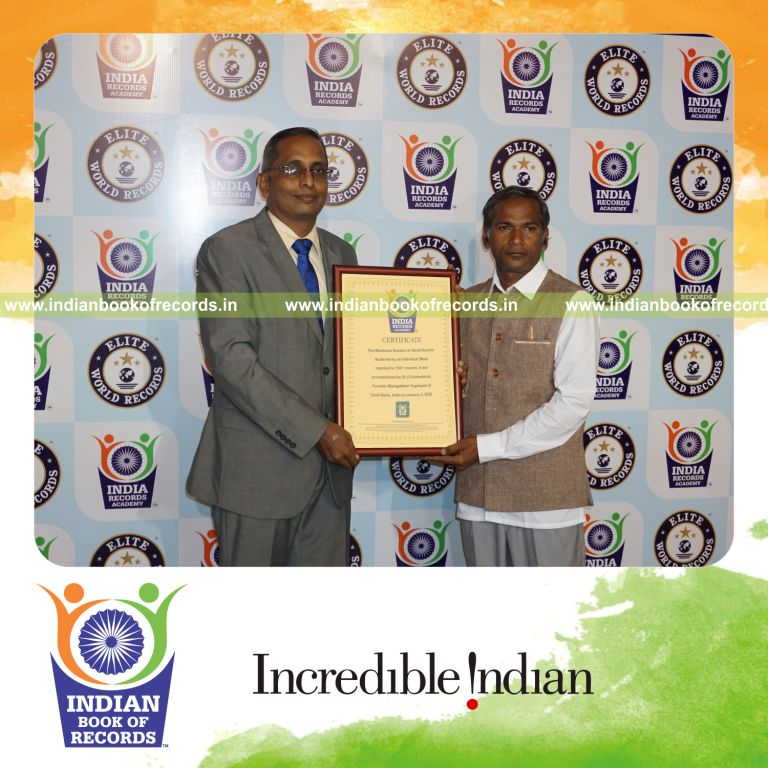 individual achieving maximum world records for record in Indian Book of Records