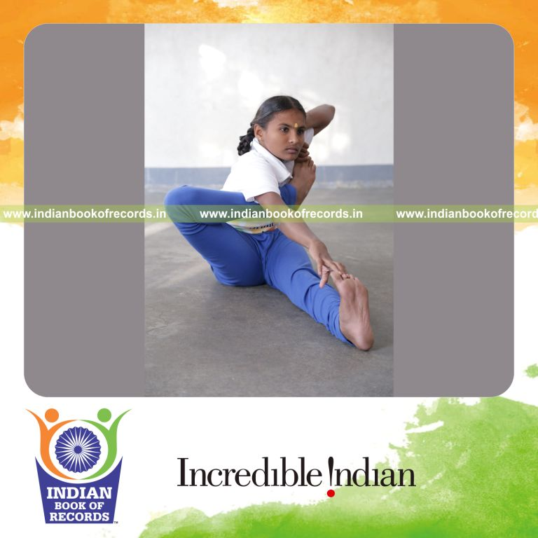 young girl performing yogasanas continuously for Indian Book of Records