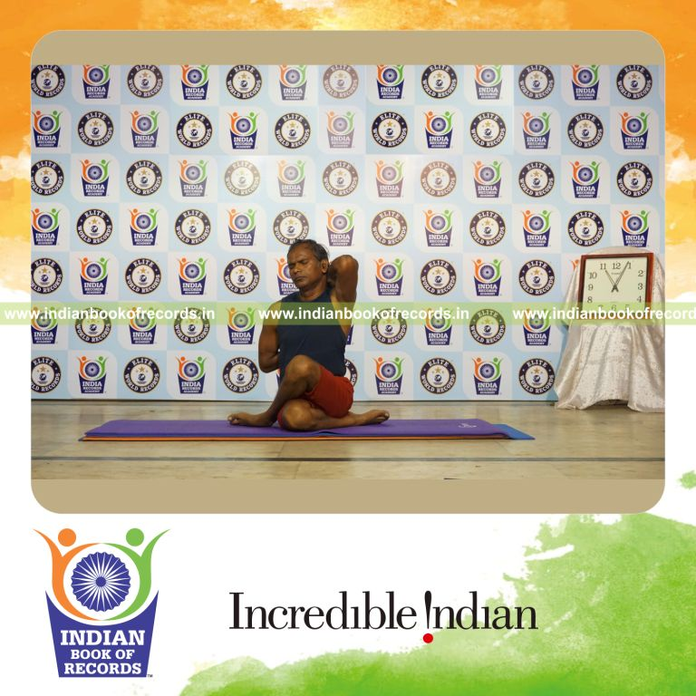 individual performing maximum yogasanas in 15 minutes for record in Indian Book of Records