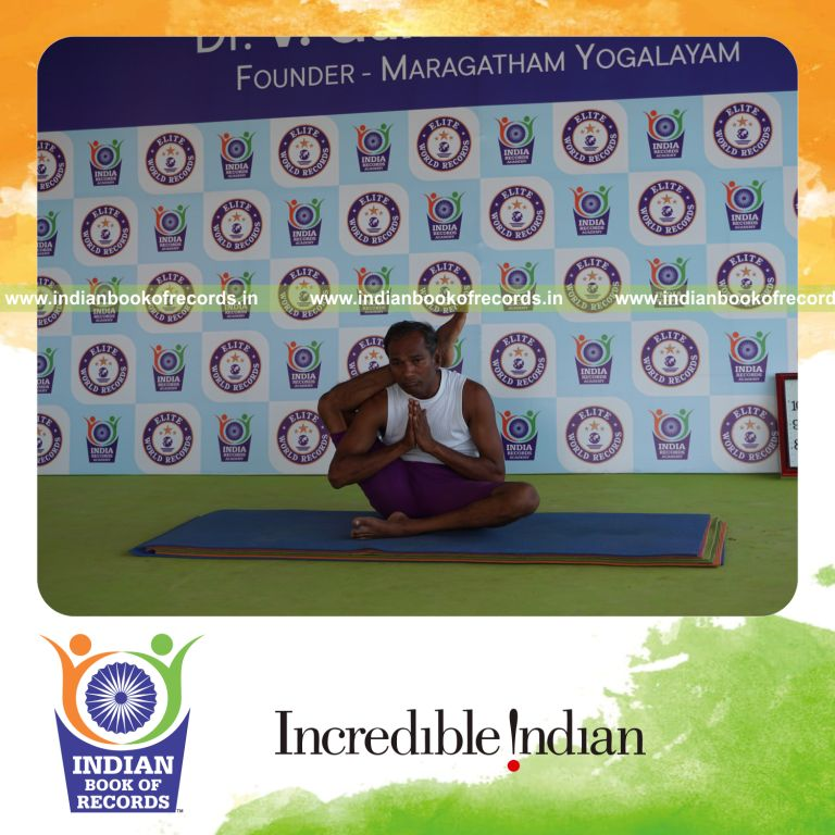 individual performing maximum yogasanas in 5 minutes for record in Indian Book of Records