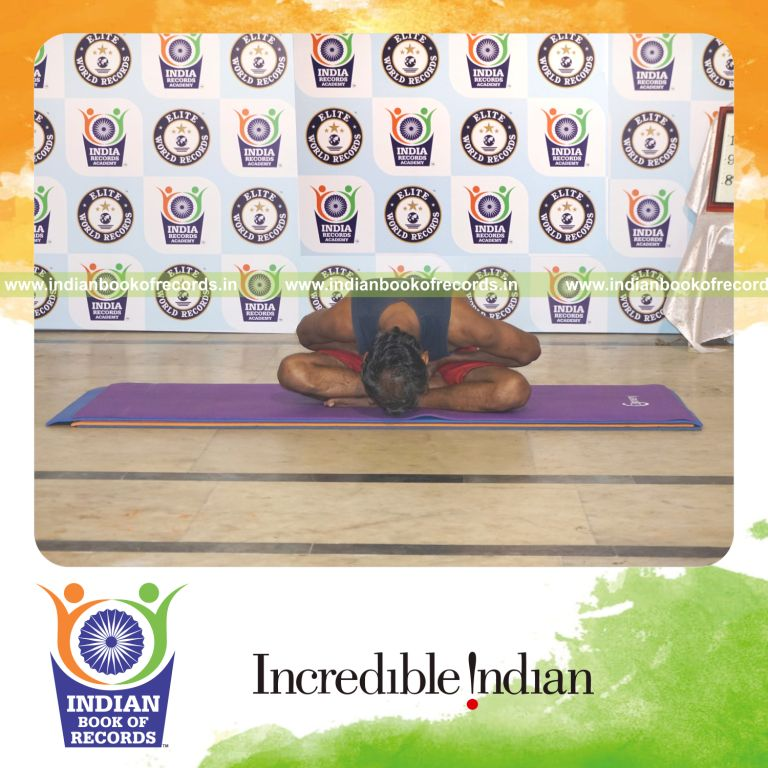 individual performing maximum yogasanas blindfolded in 15 minutes for record in Indian Book of Records
