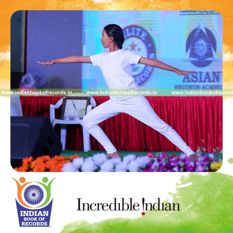individual minor female performing maximum yogasanas in 15 minutes for record in Indian Book of Records