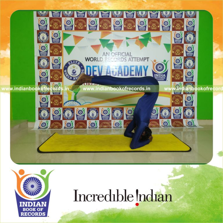 A yoga practitioner performing numerous yogasanas in sequence recognized by Indian Book of Records