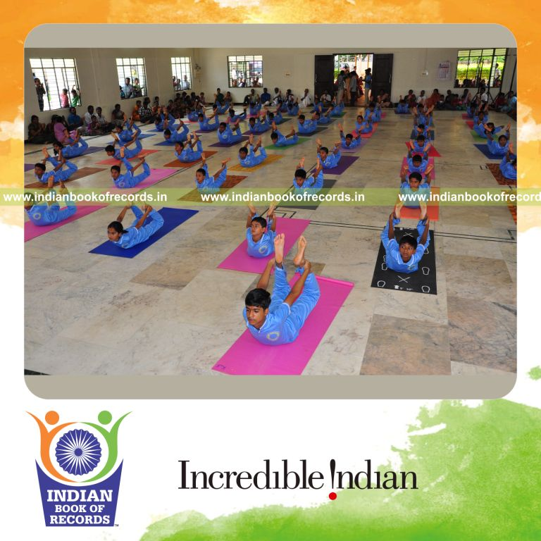 group performing yogasanas simultaneously for Indian Book of Records