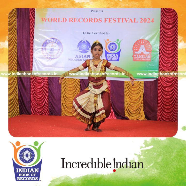 Individual performing classical dance while solving arithmetic problems simultaneously for Indian Book of Records