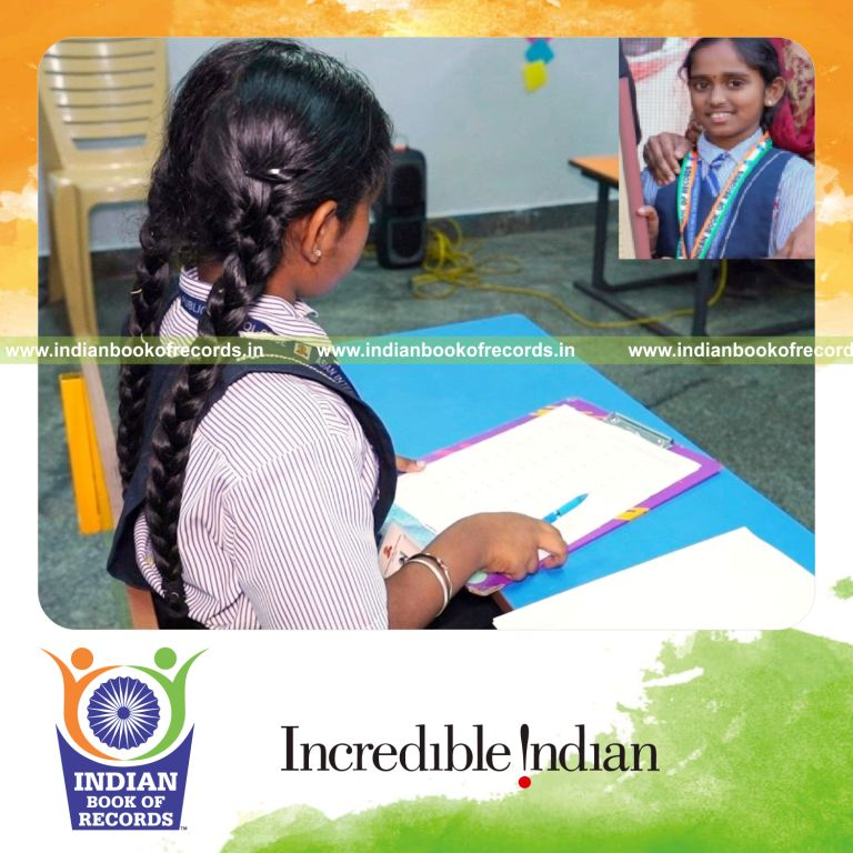Young girl solving multiple three-digit by single-digit division problems mentally within a timed session recognized by Indian Book of Records