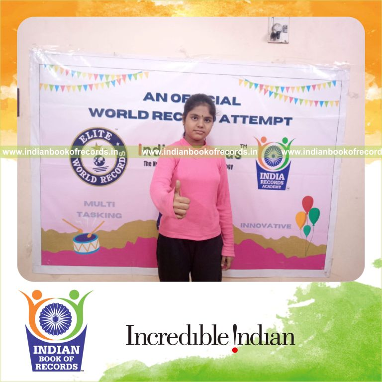 A participant solving multiple single-digit multiplication problems in two rows within ten minutes for the Indian Book of Records