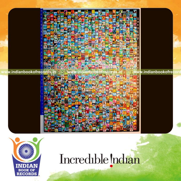 multiple miniature paintings on a single canvas for Indian Book of Records