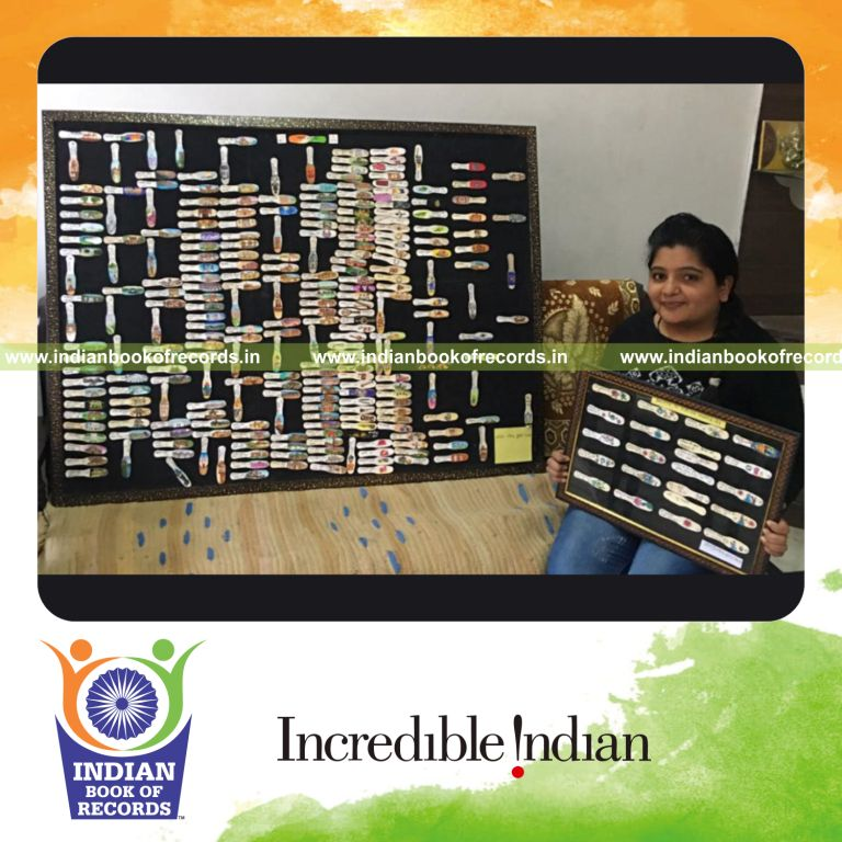 Collection of miniature paintings on wooden ice cream spoons illustrating Rajasthani culture recognized by Indian Book of Records