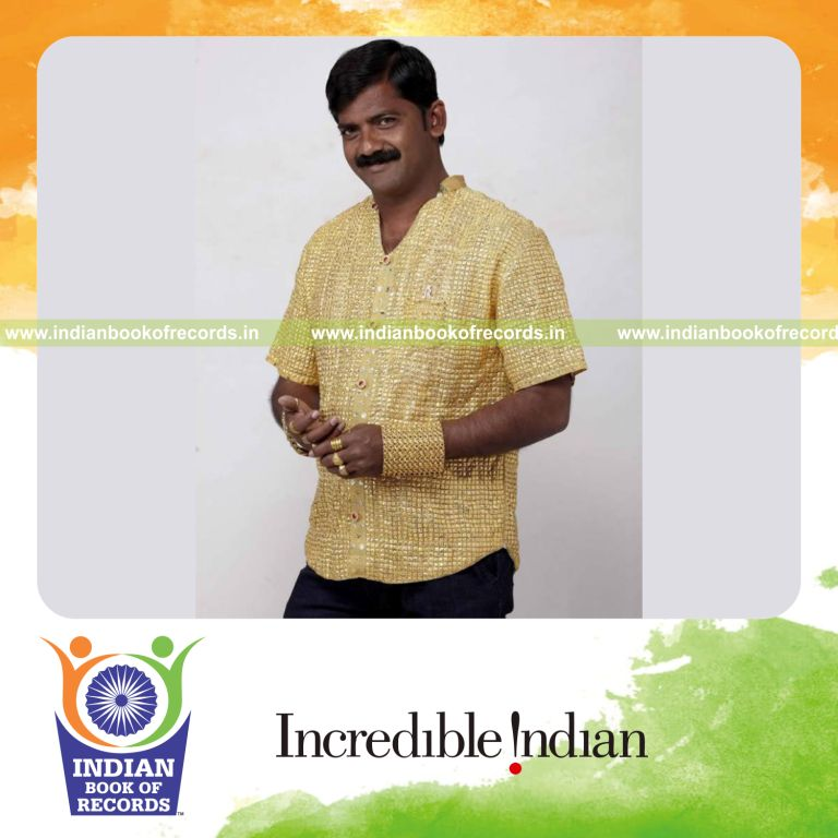 male individual creating expensive shirt made of gold for record in Indian Book of Records
