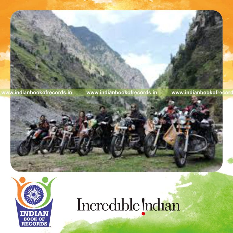 team riding motorcycles at high altitude for Indian Book of Records