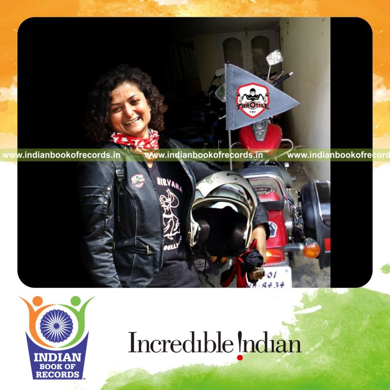 female rider completing longest motorcycle journey in single country for Indian Book of Records