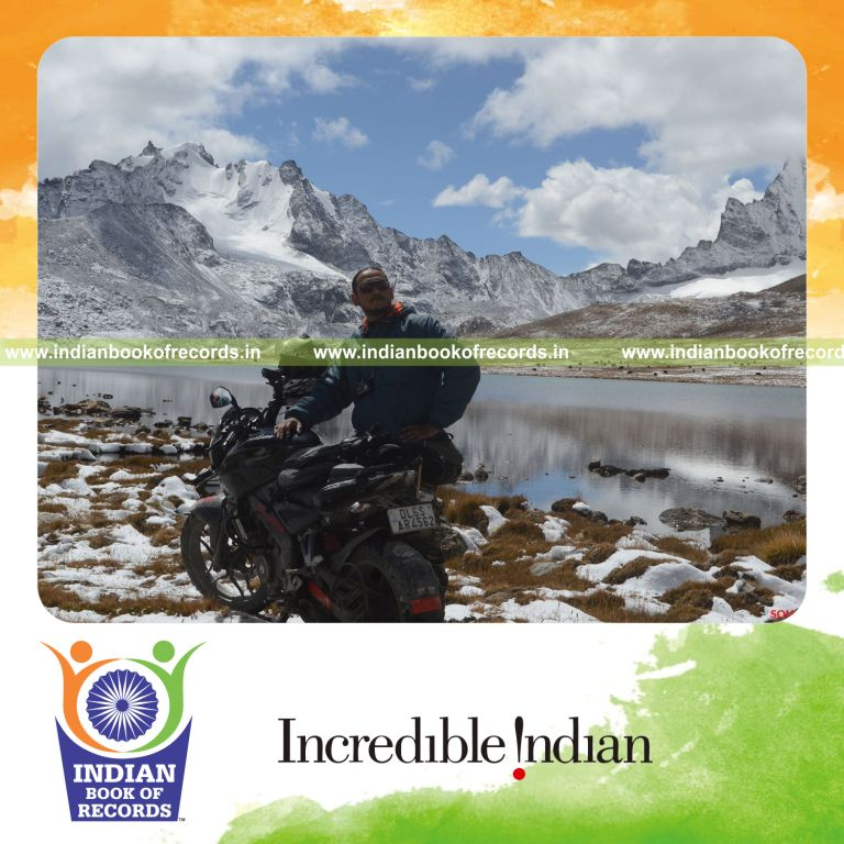 male rider completing longest motorcycle journey in single country for Indian Book of Records
