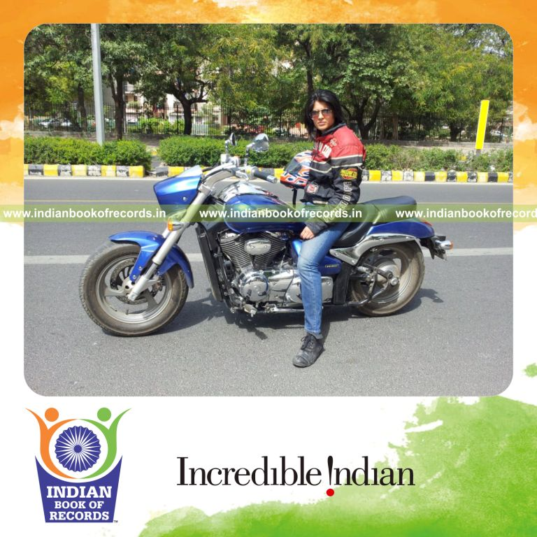female riding maximum number of motorcycles for Indian Book of Records