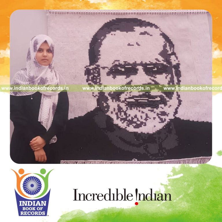 Large portrait of Narendra Modi created using macrame quilling techniques recognized by Indian Book of Records