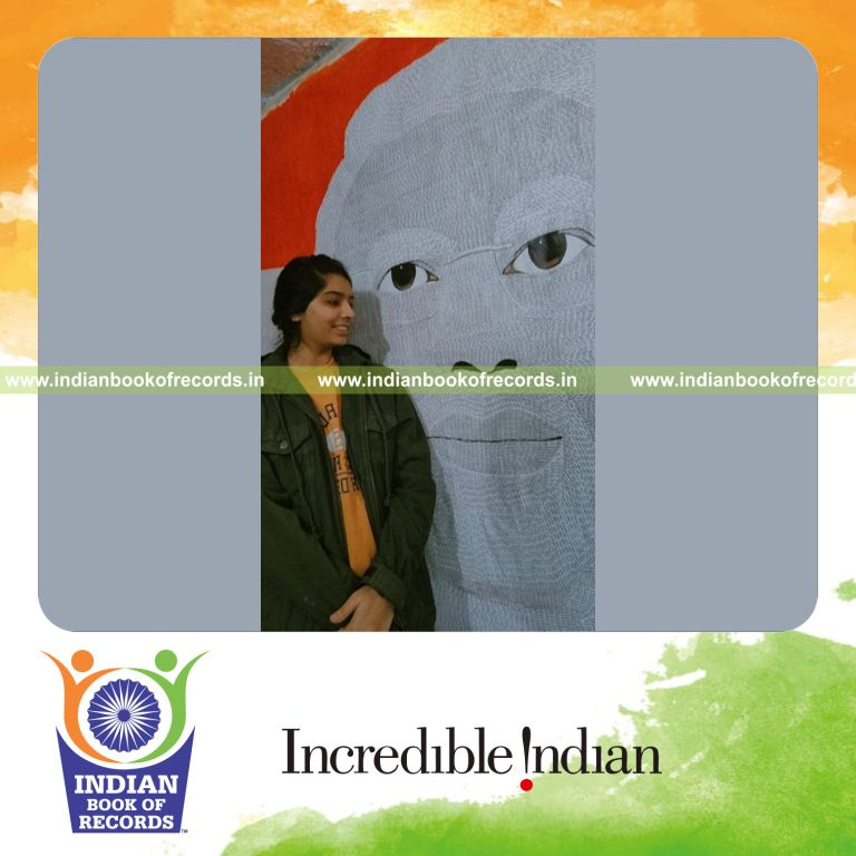 Large typographic portrait of Narendra Modi created with text elements recognized by Indian Book of Records