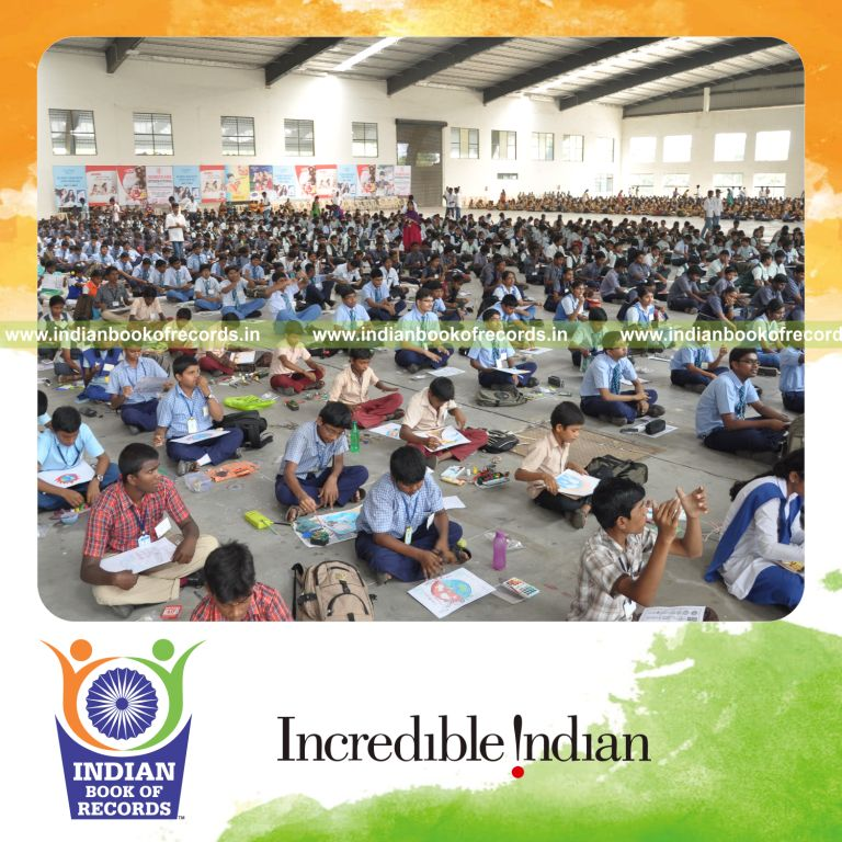participants competing in a large one day art competition for Indian Book of Records