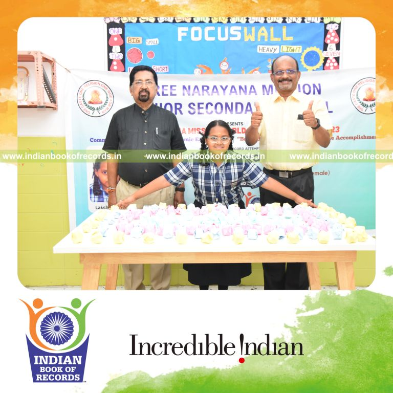 Individual creating a high number of origami balls within a two-hour time frame for Indian Book of Records