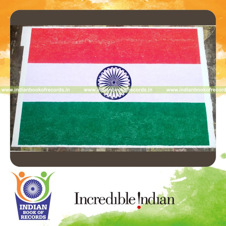 Large Indian national flag creatively formed using origami boats for Indian Book of Records