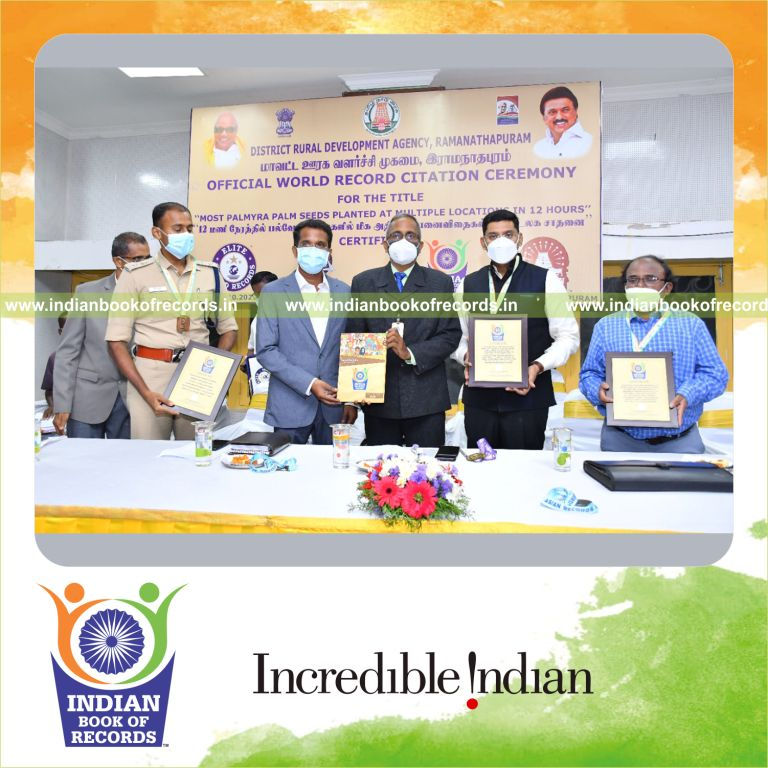 Large-scale planting of palmyra palm seeds across multiple venues within twelve hours for the Indian Book of Records