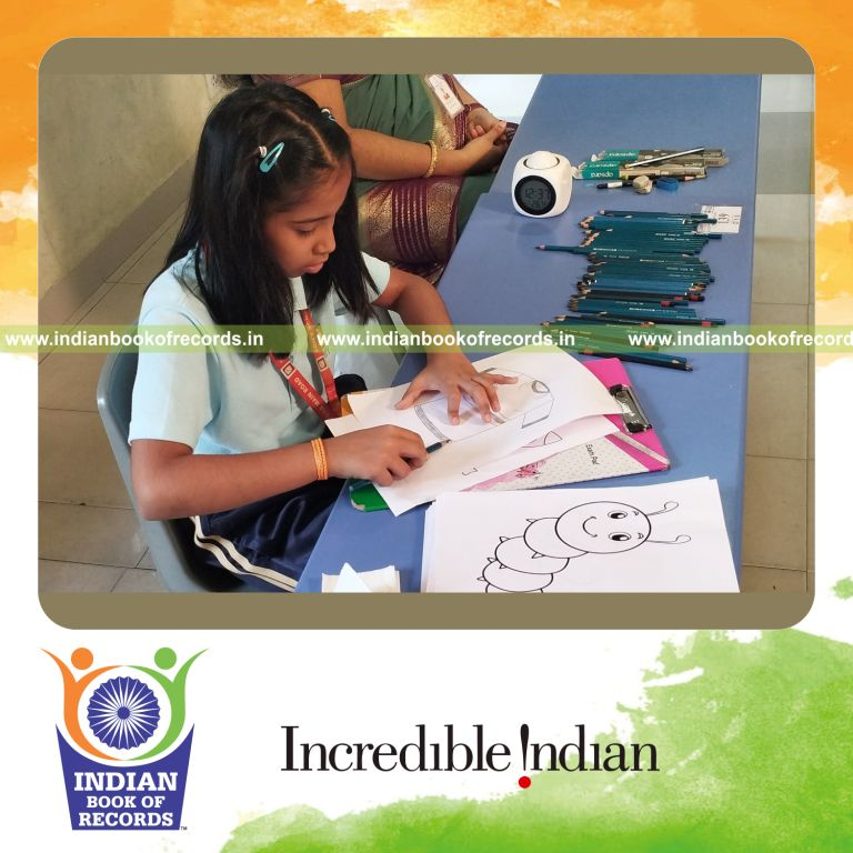 Young girl completing multiple pencil shading artworks in two hours recognized by Indian Book of Records