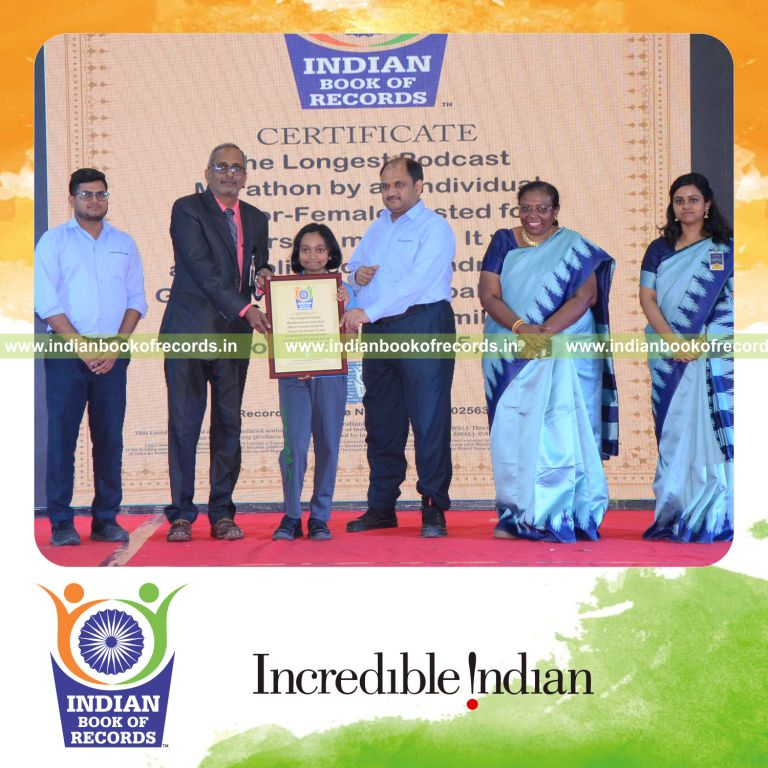 Individual hosting a continuous podcast recording session over a long duration recognized by Indian Book of Records
