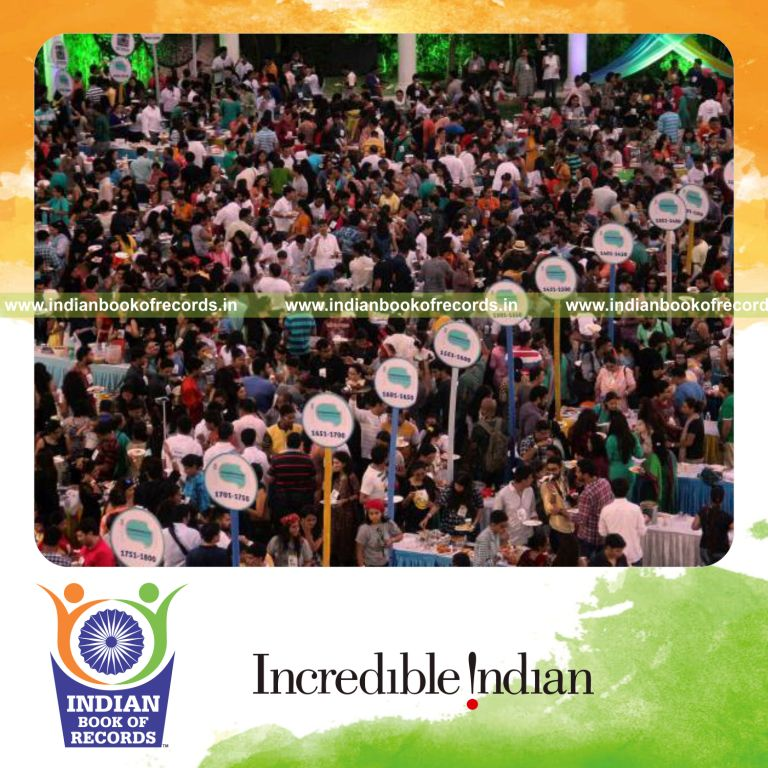 participants attending potluck party simultaneously at single venue for Indian Book of Records
