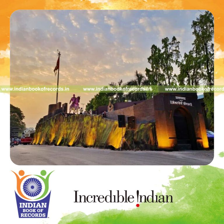 Large replica structure of Pratapgadh Fort built with detailed design recognized by Indian Book of Records