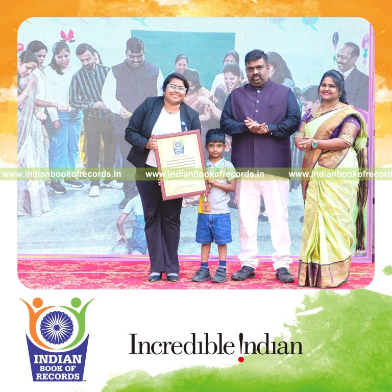 Child recalling and reciting early learning facts quickly upon prompts within five minutes recognized by Indian Book of Records