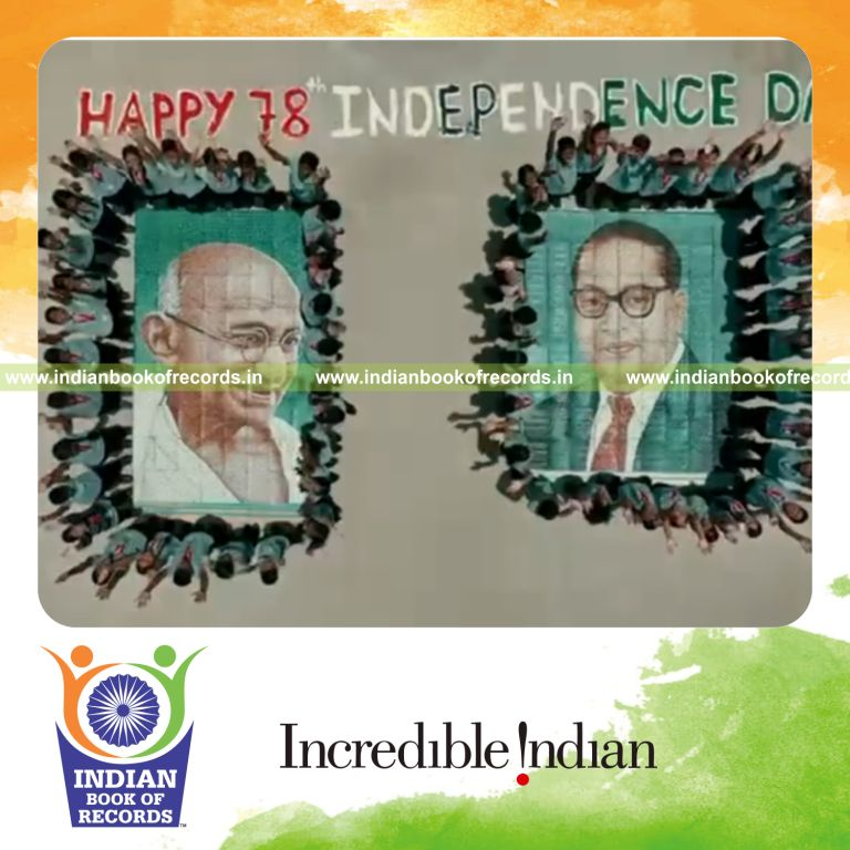 Massive portrait created using pushpins by a team recognized by Indian Book of Records