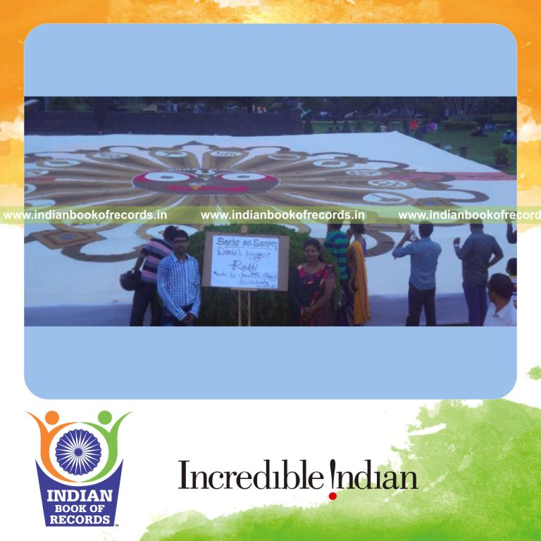 portrait created using rakhi by a team for Indian Book of Records