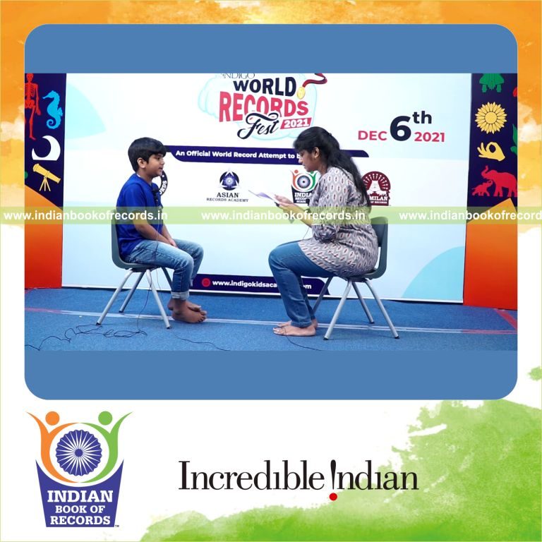 A minor participant quickly responding to multiple biology questions in a short time for the Indian Book of Records