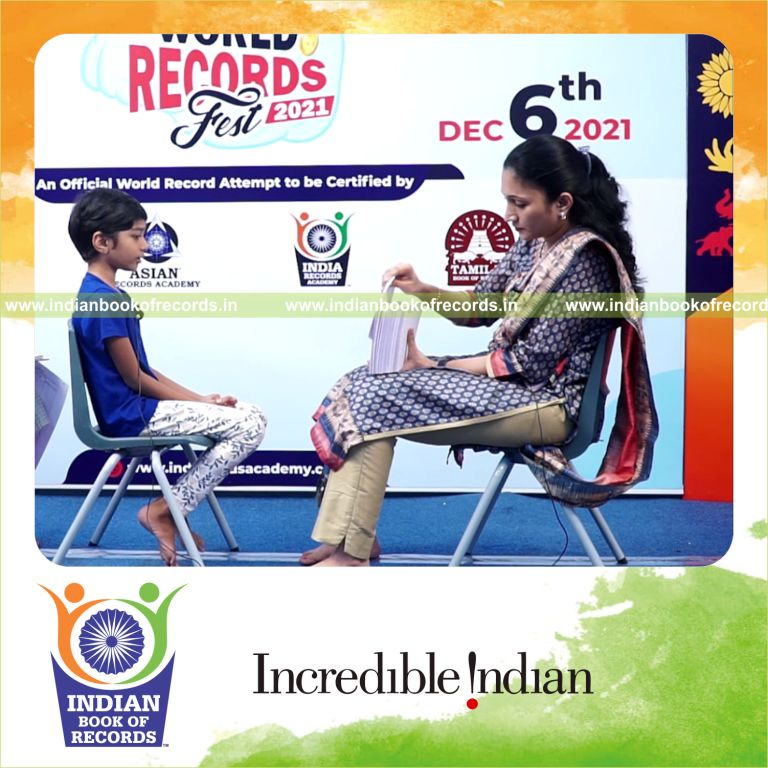 Quick recall of images using peg system mnemonic method recognized by Indian Book of Records