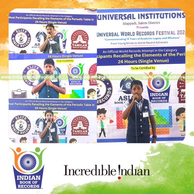 Participants recalling periodic table elements during a 24 hour session at one location recognized by Indian Book of Records