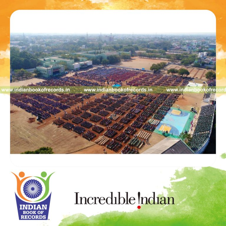 large group attending a recycling awareness lesson conducted as part of a record event for Indian Book of Records