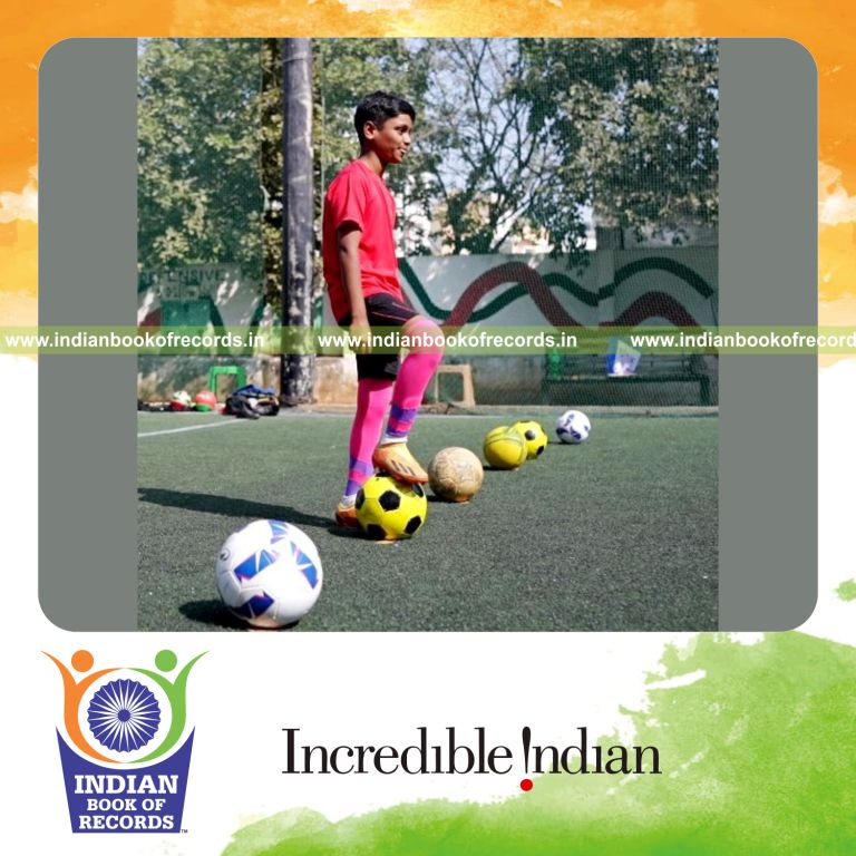 Player actively scoring multiple football goals in a short time frame recognized by Indian Book of Records