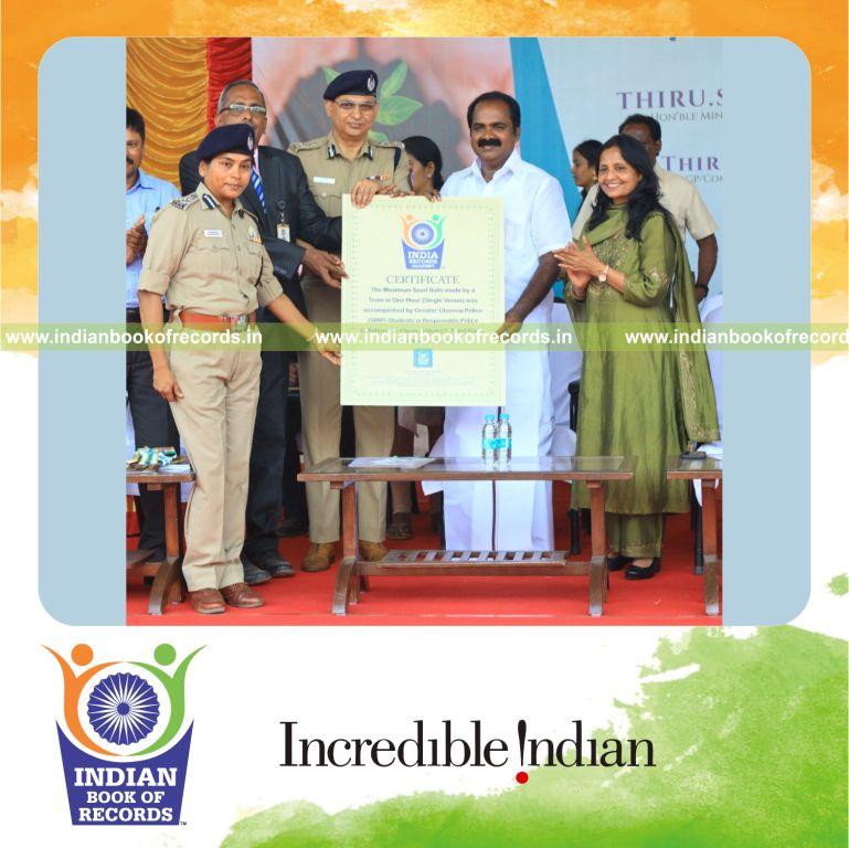 A team producing a large number of seed balls within one hour at a single venue for the Indian Book of Records