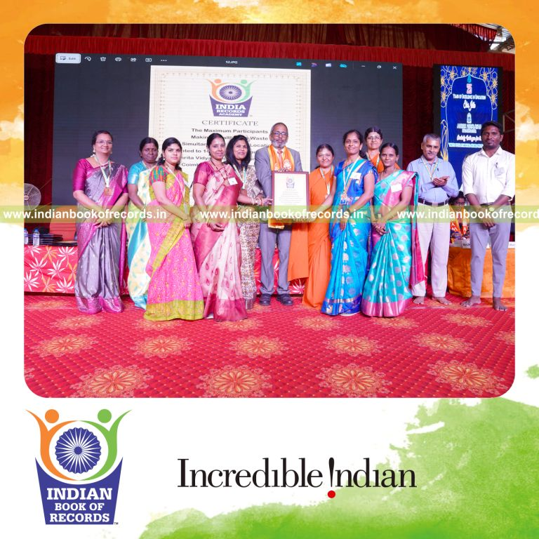 Participants working together to convert waste into valuable products at a single venue recognized by Indian Book of Records