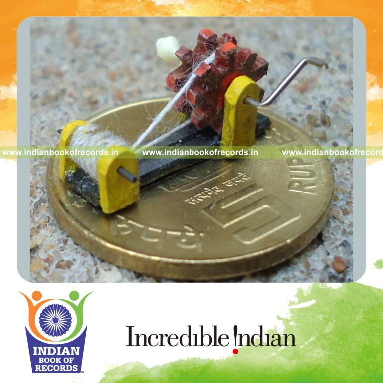 miniature charkha created by individual for Indian Book of Records